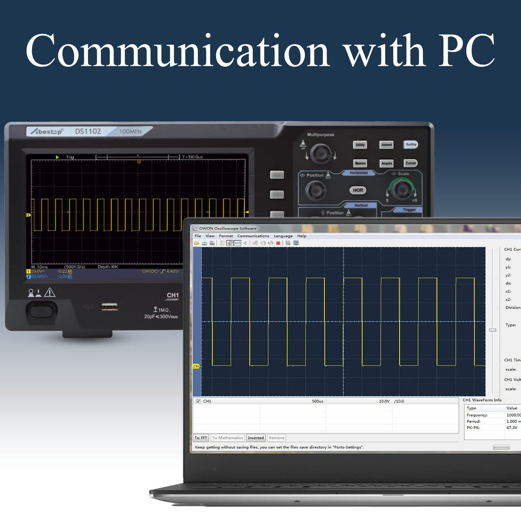 100MHz Oszilloskop Desktop SpeicherOszillograph169Zweikanalig mit 7" TFT-LCD-Anzeige Tragbares LeichtesDigitales Oszilloskop (D51102)